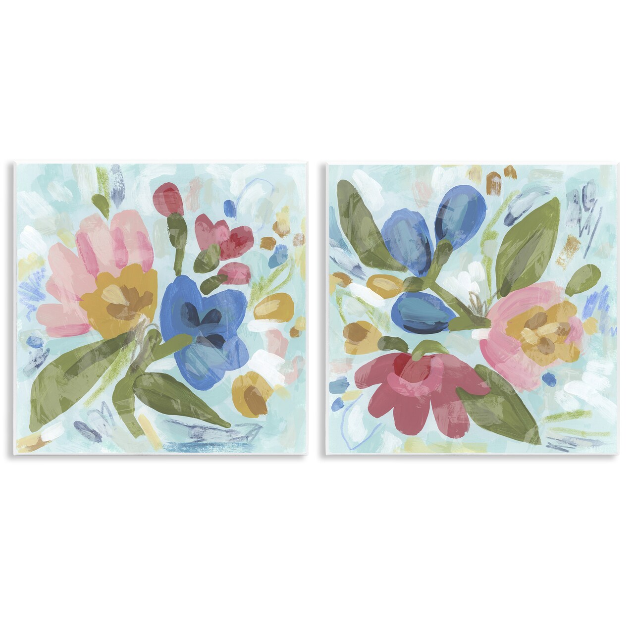 Stupell Industries Eclectic Flower Bundles 2pc Wall Plaque Set Design by June Erica Vess